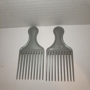Two Vintage Goody Lift Comb Hair Pick W/ Handle Retro Care 1980-90s Gray USA